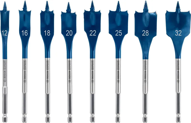 Bosch ▫️ Conjunto de brocas para tupia plana 8x EXPERT Self Cut Speed (para madeira macia, aglomerado, Ø 12,0, 16,0, 18,0, 20,0, 22,0, 25,0, 28,0, 32,0 mm, Acessórios de perfuração profissionais)