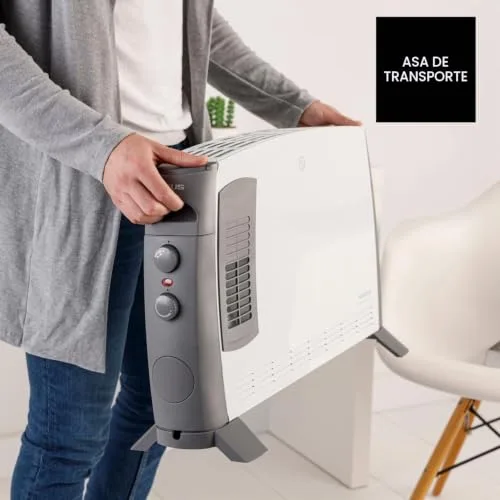 Taurus ▫️ Radiador convector Clima Turbo 2000 | 2000 W | 3 níveis de aquecimento + Turbo | Termóstato ajustável | Áreas até 20 m² | Pés incluídos | Pega de transporte 5