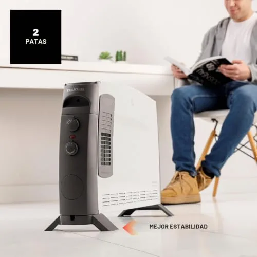 Taurus ▫️ Radiador convector Clima Turbo 2000 | 2000 W | 3 níveis de aquecimento + Turbo | Termóstato ajustável | Áreas até 20 m² | Pés incluídos | Pega de transporte 6