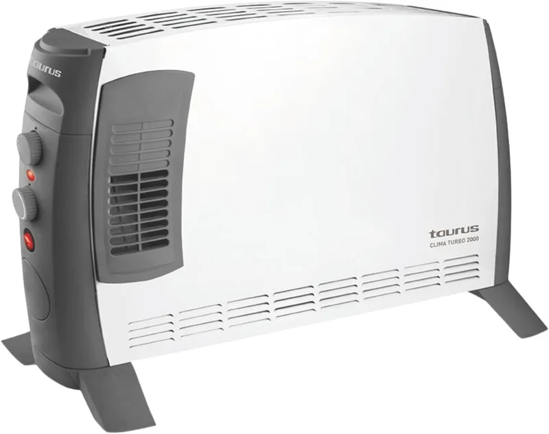 Taurus ▫️ Radiador convector Clima Turbo 2000 | 2000 W | 3 níveis de aquecimento + Turbo | Termóstato ajustável | Áreas até 20 m² | Pés incluídos | Pega de transporte