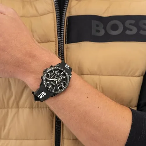 BOSS ▫️ Relógio cronógrafo de quartzo para homem, da coleção Strike Chrono, com bracelete em aço inoxidável ou silicone 6
