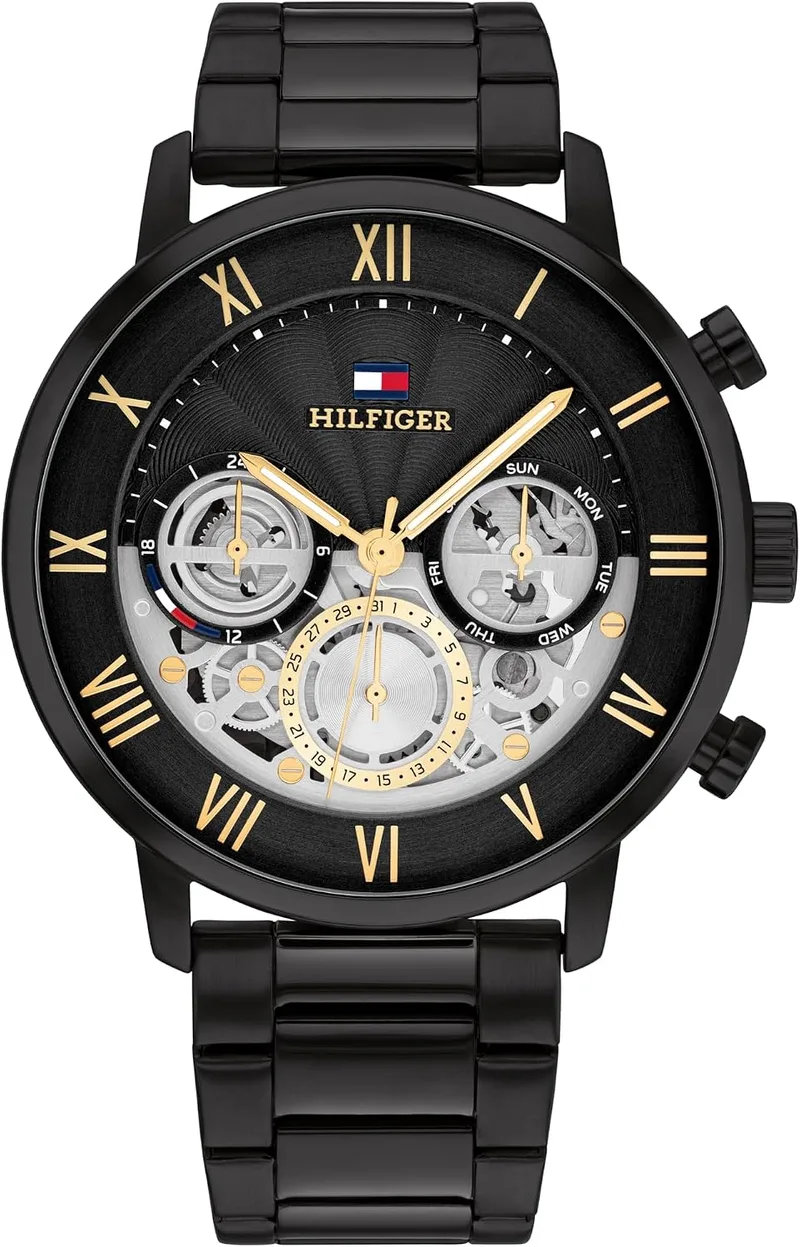 Tommy Hilfiger ▫️ Relógio analógico multifunções de quartzo para homem, com bracelete em aço inoxidável
