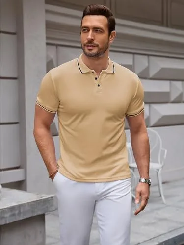 Vorvowry ▫️ Polo de algodão respirável para homem, de manga curta, estilo clássico e casual. Camiseta polo para homem, ideal para o verão e para o dia a dia 3