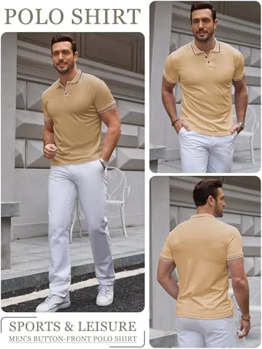 Vorvowry ▫️ Polo de algodão respirável para homem, de manga curta, estilo clássico e casual. Camiseta polo para homem, ideal para o verão e para o dia a dia 6