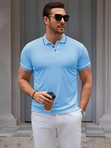 Vorvowry ▫️ Polo de algodão respirável para homem, de manga curta, estilo clássico e casual. Polo para homem, ideal para o verão e para o uso diário 2