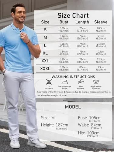 Vorvowry ▫️ Polo de algodão respirável para homem, de manga curta, estilo clássico e casual. Polo para homem, ideal para o verão e para o uso diário 4