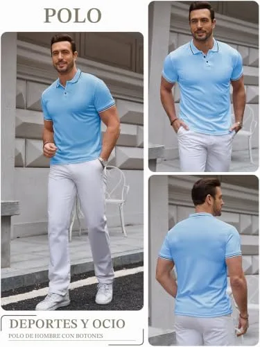Vorvowry ▫️ Polo de algodão respirável para homem, de manga curta, estilo clássico e casual. Polo para homem, ideal para o verão e para o uso diário 5