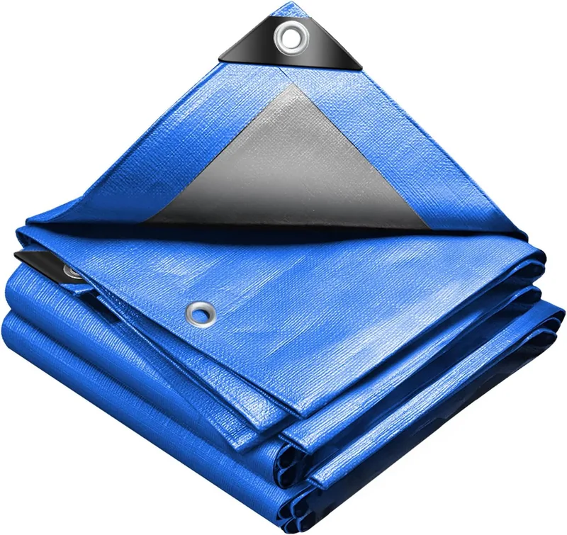 VOUNOT ▫️ ® Lona impermeável para exterior 2x3m, Lona reforçada PE 240 g/m² Proteção UV, com ilhós de aço inoxidável, cobertura para lenha, mobiliário, jardim, piscina, veículos, azul-prateado