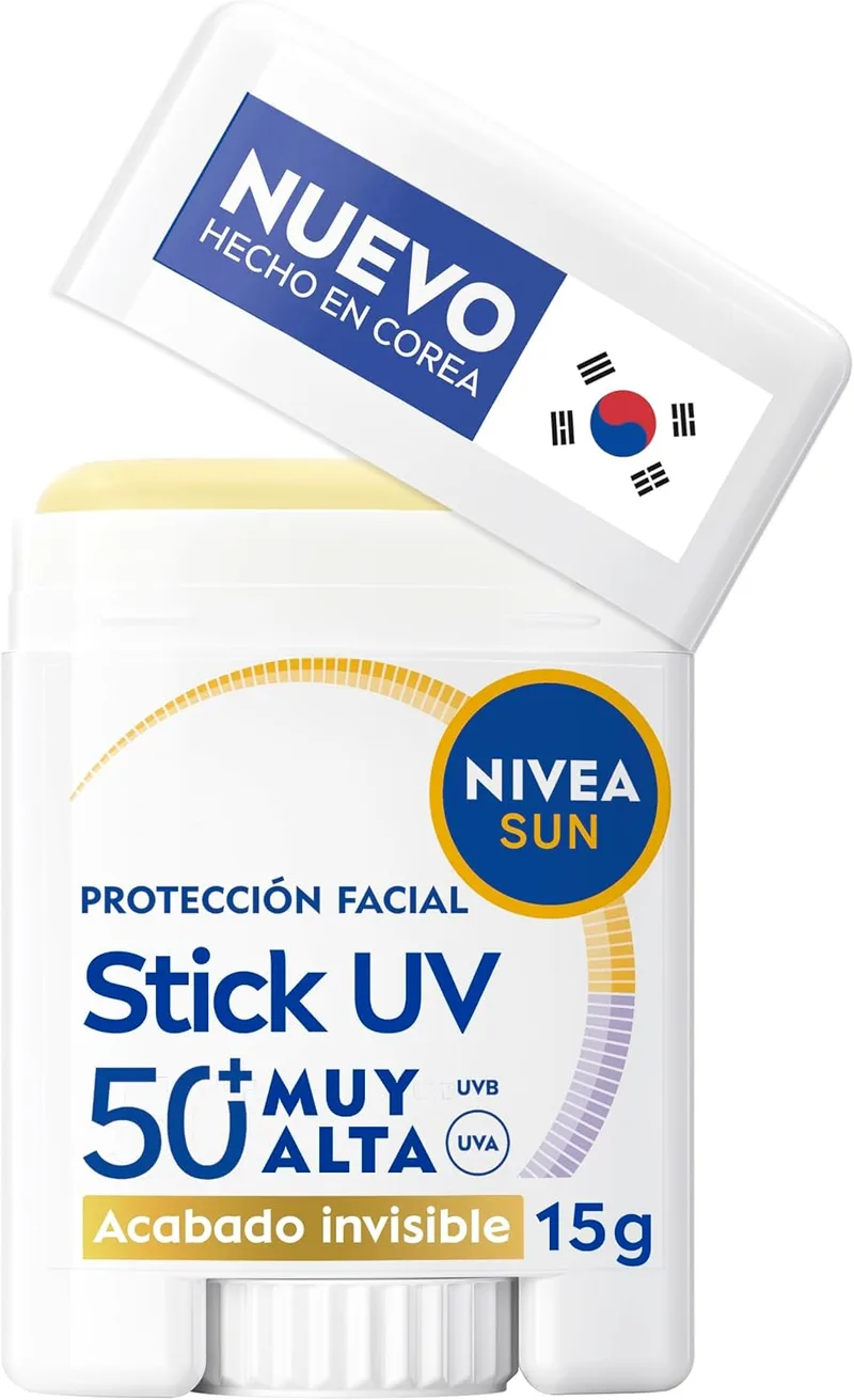 Beiersdorf ▫️ NIVEA Sun Protetor solar facial em stick UV FPS 50+, 15 g | Proteção solar facial especializada, para zonas delicadas, invisível e sem perfume, resistente ao suor, para todos os tipos de pele