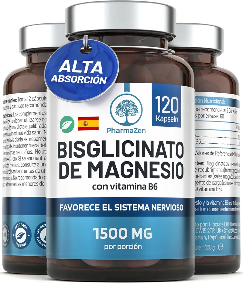 PharmaZen ▫️ Bisglicinato de magnésio 1500 mg com vitamina B6 - Sono e energia