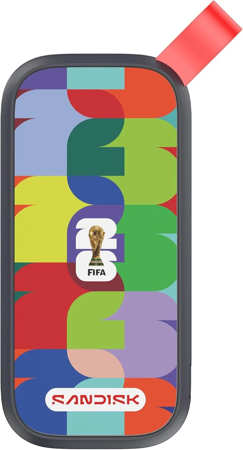 SanDisk ▫️ Portable SSD 1TB FIFA World Cup 2026 edition (velocidades de leitura rápidas até 800 MB/s, aplicação Memory Zone)