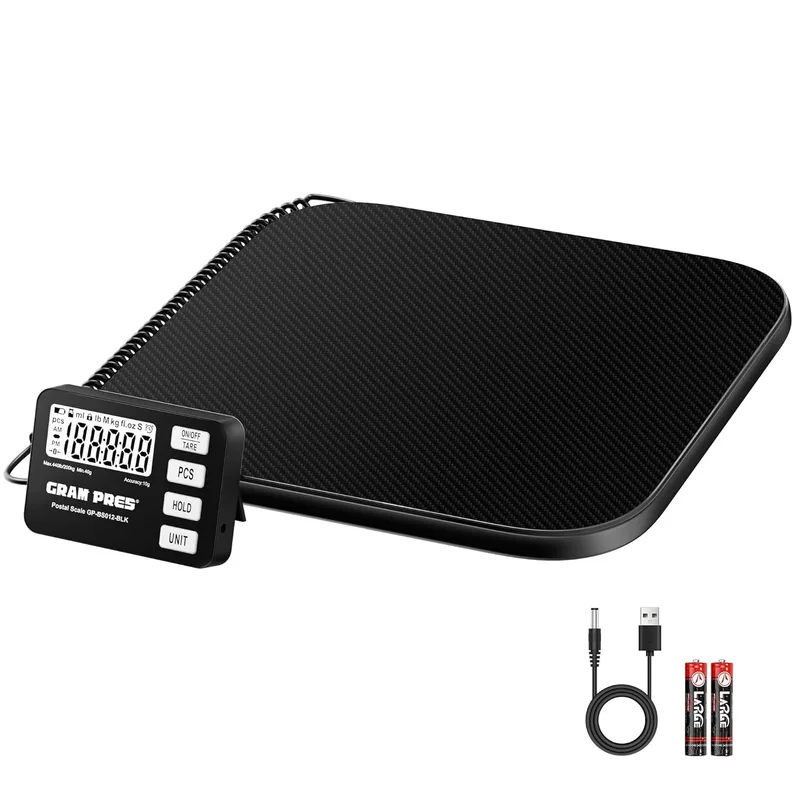 GRAM PRES ▫️ Balança de expedição de 10 g, balança postal digital de alta precisão com pinça/tara/peça, com ecrã LCD para encomendas/malas/correios/cão, inclui bateria e cabo USB