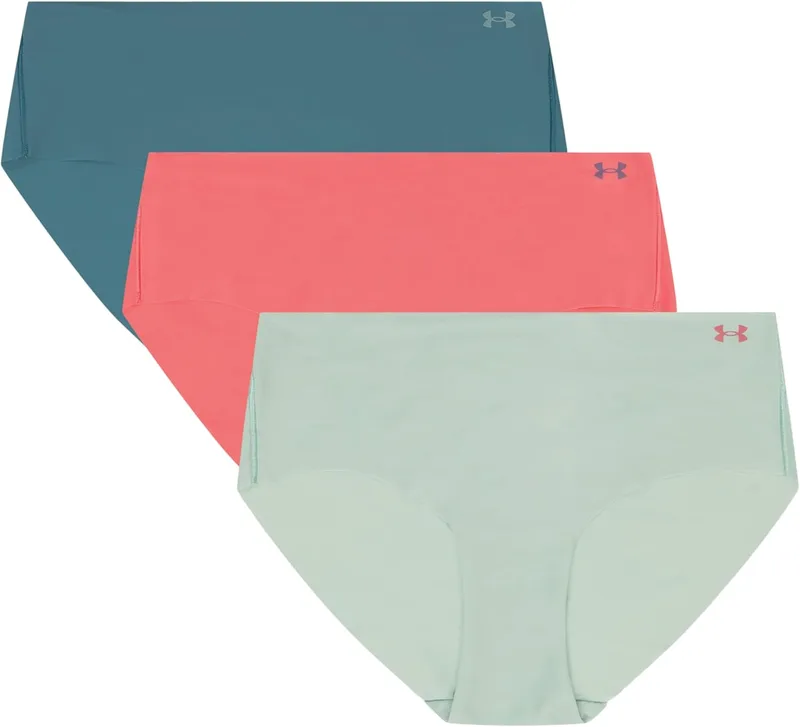 Under Armour ▫️ Conjunto de 3 cuecas hipster invisíveis Pure Stretch para mulher – Ajuste sem costuras, sem marcas, ultraleve, conforto durante todo o dia