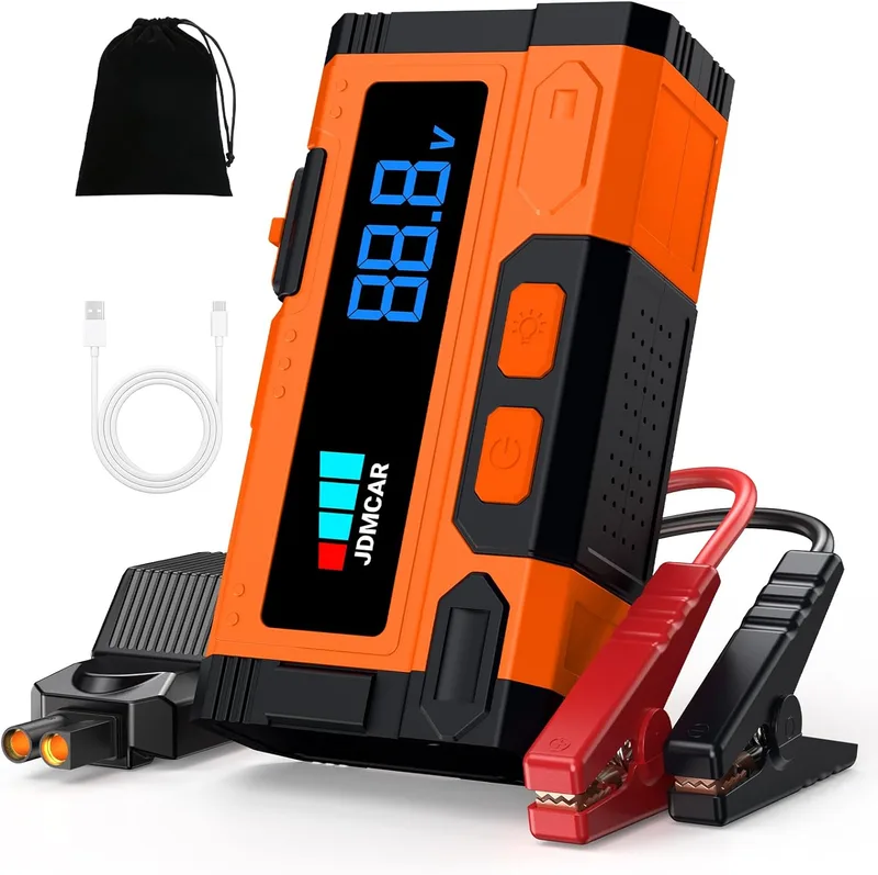 JDMCAR ▫️ Car Battery Jump Starter - 𝟏𝟎𝟎𝟎𝟎𝟎𝟏𝟐𝐕 9.0L Gasolina ou 8.5L Diesel Engine Car Jump Starter, display LCD portátil e partida de carro de carga rápida com lanterna LED - atualizado