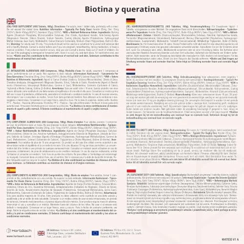 Horbäach ▫️ Biotina Max com Queratina, Zinco e Selénio | Mais de 1 ano de tratamento - 400 comprimidos | Complexo de vitamina B7 | Horbaach 4