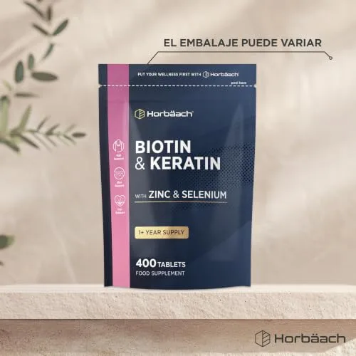 Horbäach ▫️ Biotina Max com Queratina, Zinco e Selénio | Mais de 1 ano de tratamento - 400 comprimidos | Complexo de vitamina B7 | Horbaach 6