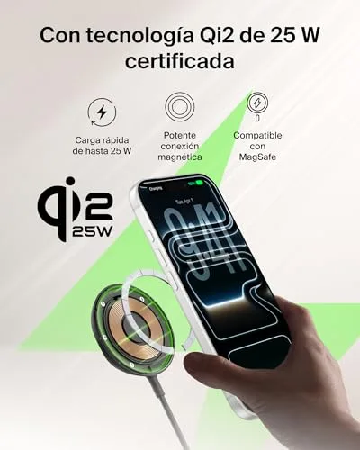 Belkin ▫️ Carregador sem fios magnético UltraCharge Qi2 de 25 W, carregamento rápido, compatível com MagSafe, refrigeração passiva e suporte, para a série iPhone 17, Pixelsnap e AirPods Pro - Preto 2