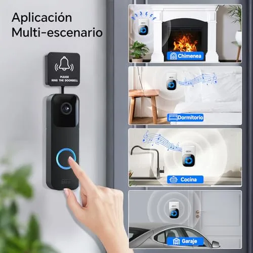 PHYSEN ▫️ Repetidor de sinal sem fios Kit de extensão de campainha sem fios WET03B, compatível com todas as campainhas Blink, 58 melodias e 5 níveis de volume, 1 conversor e 1 recetor 4