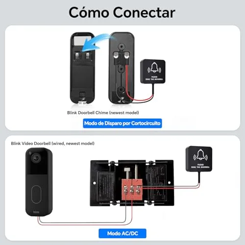 PHYSEN ▫️ Repetidor de sinal sem fios Kit de extensão de campainha sem fios WET03B, compatível com todas as campainhas Blink, 58 melodias e 5 níveis de volume, 1 conversor e 1 recetor 5