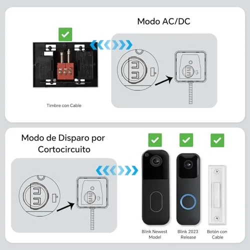 PHYSEN ▫️ Repetidor de sinal sem fios Kit de extensão de campainha sem fios WET03B, compatível com todas as campainhas Blink, 58 melodias e 5 níveis de volume, 1 conversor e 1 recetor 6