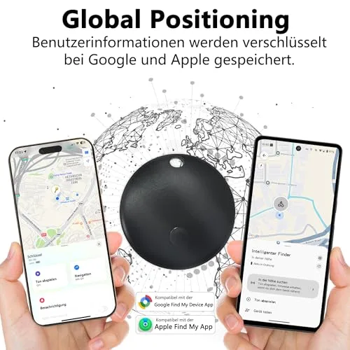 MOMIRA ▫️ 2025 - Localizador de chaves (para iOS e Android) Smart Tag Finder para malas e pastas, compatível com o Apple Find My (certificado Apple MFi) e o Google Find My Device, 4 unidades, cor branca 4