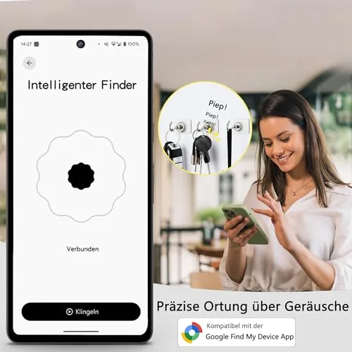 MOMIRA ▫️ 2025 - Localizador de chaves (para iOS e Android) Smart Tag Finder para malas e pastas, compatível com o Apple Find My (certificado Apple MFi) e o Google Find My Device, 4 unidades, cor branca 6