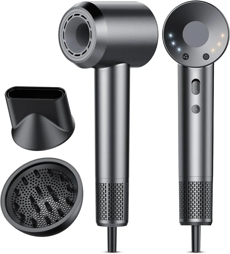 aowoka ▫️ Secador de cabelo, secador de cabelo iónico profissional portátil 160000 RPM, secagem rápida, 500M Iões, controlo de temperatura, com difusor magnético e bocal, 4 níveis de temperatura e 3 velocidades