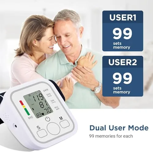 KVGVZO ▫️ Tensiómetro de braço, automático e digital, para uso doméstico, com ajuste da braçadeira de 22 a 32 cm, e detetor eletrónico de frequência cardíaca para idosos e famílias 3