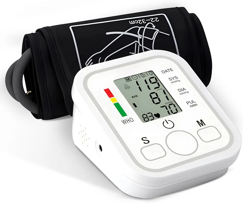 KVGVZO ▫️ Tensiómetro de braço, automático e digital, para uso doméstico, com ajuste da braçadeira de 22 a 32 cm, e detetor eletrónico de frequência cardíaca para idosos e famílias