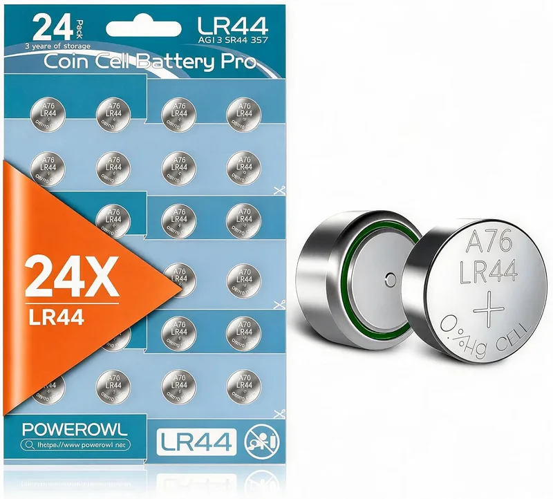 POWEROWL ▫️ 24 pilhas LR44 AG13 de 1,5 V, pilhas de botão alcalinas A76, 357, LR44H, SR44 para relógios