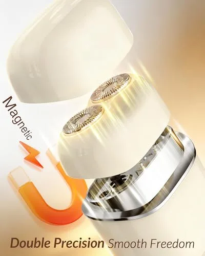bissuuy ▫️ Aparador de pelos faciais para mulher: máquina de barbear facial portátil e indolor para senhoras, aparelho de depilação recarregável para pelos finos na zona do pêssego, lábio superior e queixo, com 2 lâminas duplas 3