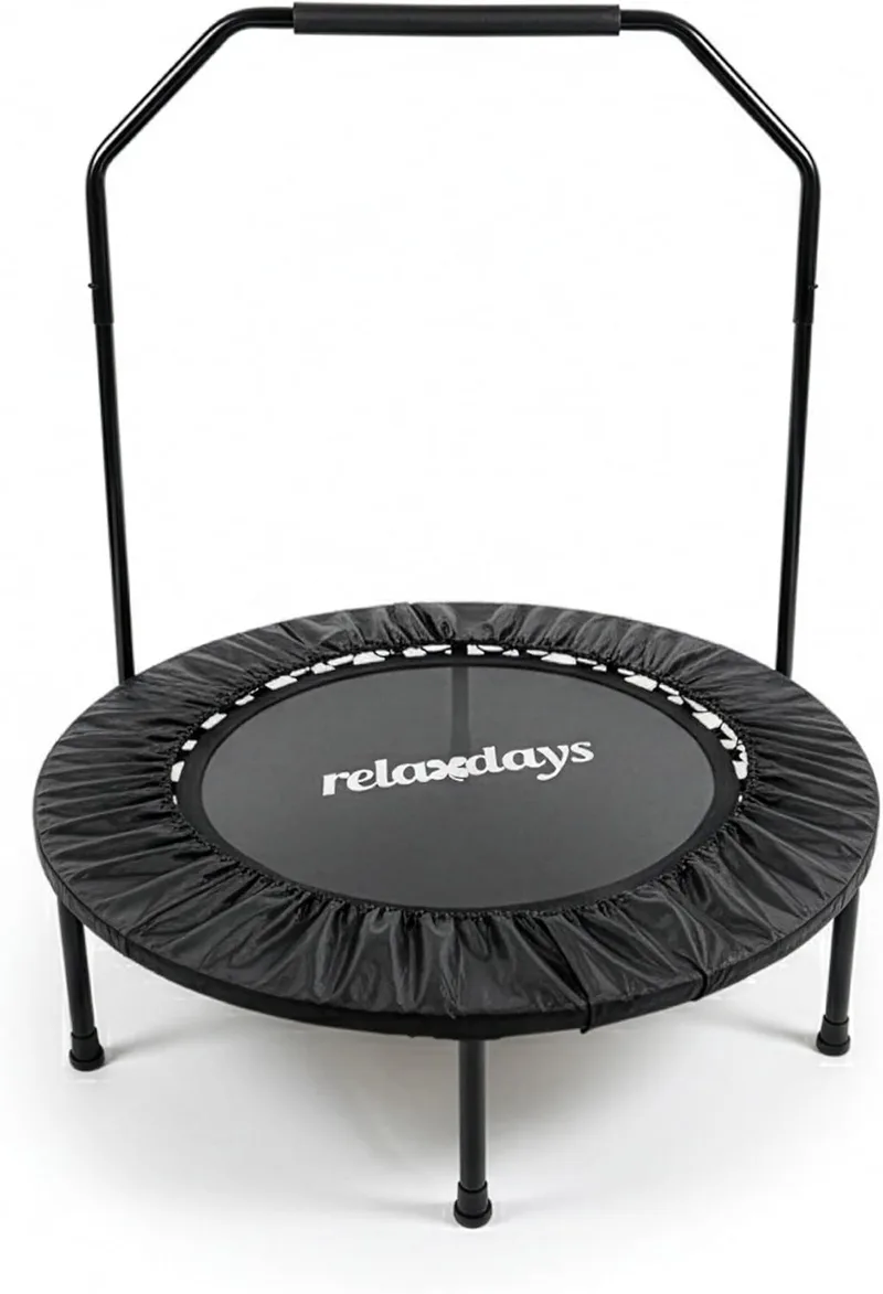 Relaxdays ▫️ Trampolim com barra, Ø 102 cm, minitrampolim dobrável até 120 kg, para uso interior, cores à escolha