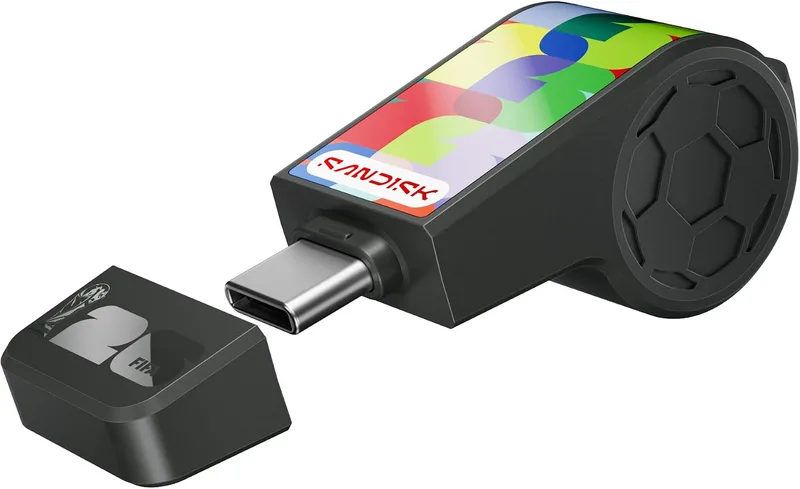 SanDisk ▫️ Unidade Flash USB-C edição global da FIFA World Cup 2026, de 128 GB (velocidade de transferência até 300 MB/s, com a aplicação Memory Zone)