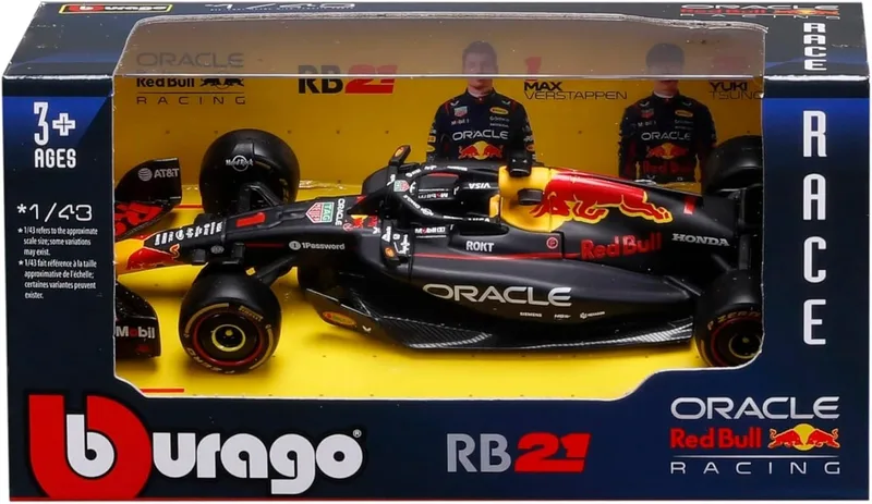 Bburago ▫️ F1 Red Bull Racing RB21 2025 n.º 1 Verstappen, carro diecast à escala 1:43 com detalhes autênticos, réplica da F1 da Red Bull, decoração oficial, idade recomendada: 3+ anos