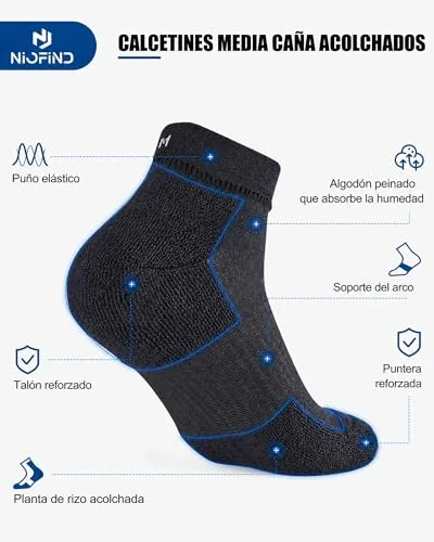 Niofind ▫️ Meias Quarter para Desporto, para Homem e Mulher, em Algodão Acolchoado 3