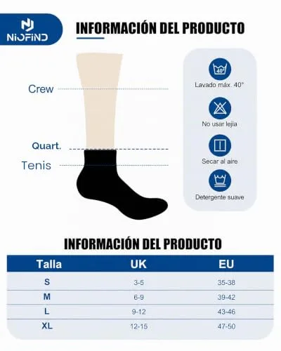 Niofind ▫️ Meias Quarter para Desporto, para Homem e Mulher, em Algodão Acolchoado 5