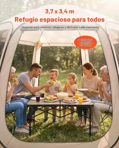 VEVOR ▫️ Tenda com rede mosquiteira, 10 x 9 pés, tenda dobrável para 4-8 pessoas, toldo com saco de transporte, laterais em rede, estacas para o solo, para jardim, pátio 3
