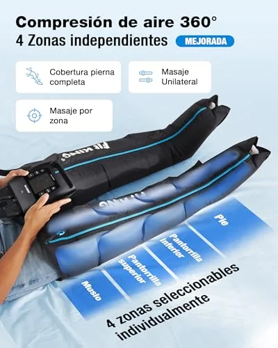 FIT KING ▫️ Massajador de pernas recarregável, massajador de compressão de ar com controlo de 4 zonas para os pés (L) 4