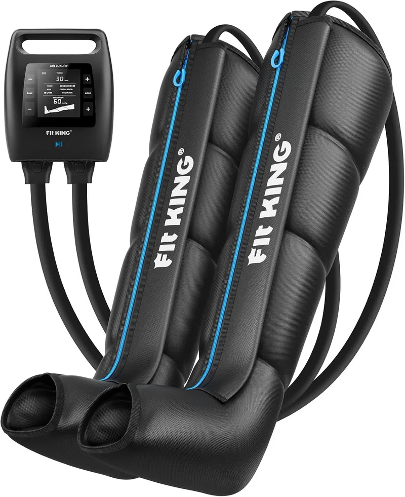 FIT KING ▫️ Massajador de pernas recarregável, massajador de compressão de ar com controlo de 4 zonas para os pés (L)