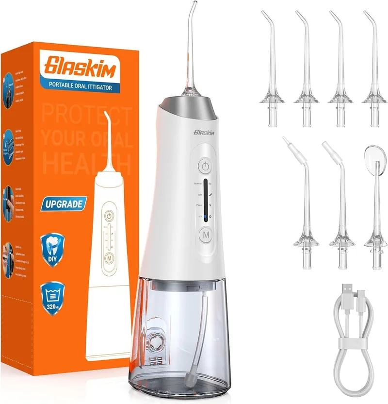 Glaskim ▫️ Irrigador Oral Portátil - Irrigador Dentário Sem Fios Profissional com 4 Modos