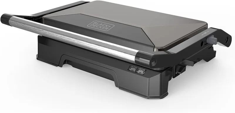 Black+Decker ▫️ Grelhador de 1000 W, abertura de 180°, antiaderente, placa de grelhar