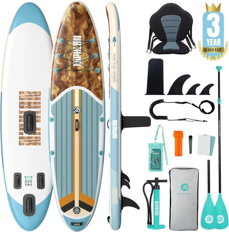 niphean ▫️ Prancha de Paddle Surf Inflável com Acessórios 320 cm/230 cm SUP | Capacidade de 200 kg, Prancha de Paddle Surf Rígida, Antiderrapante, Kit de Reparação, Adultos, Jovens, Principiantes, Yoga
