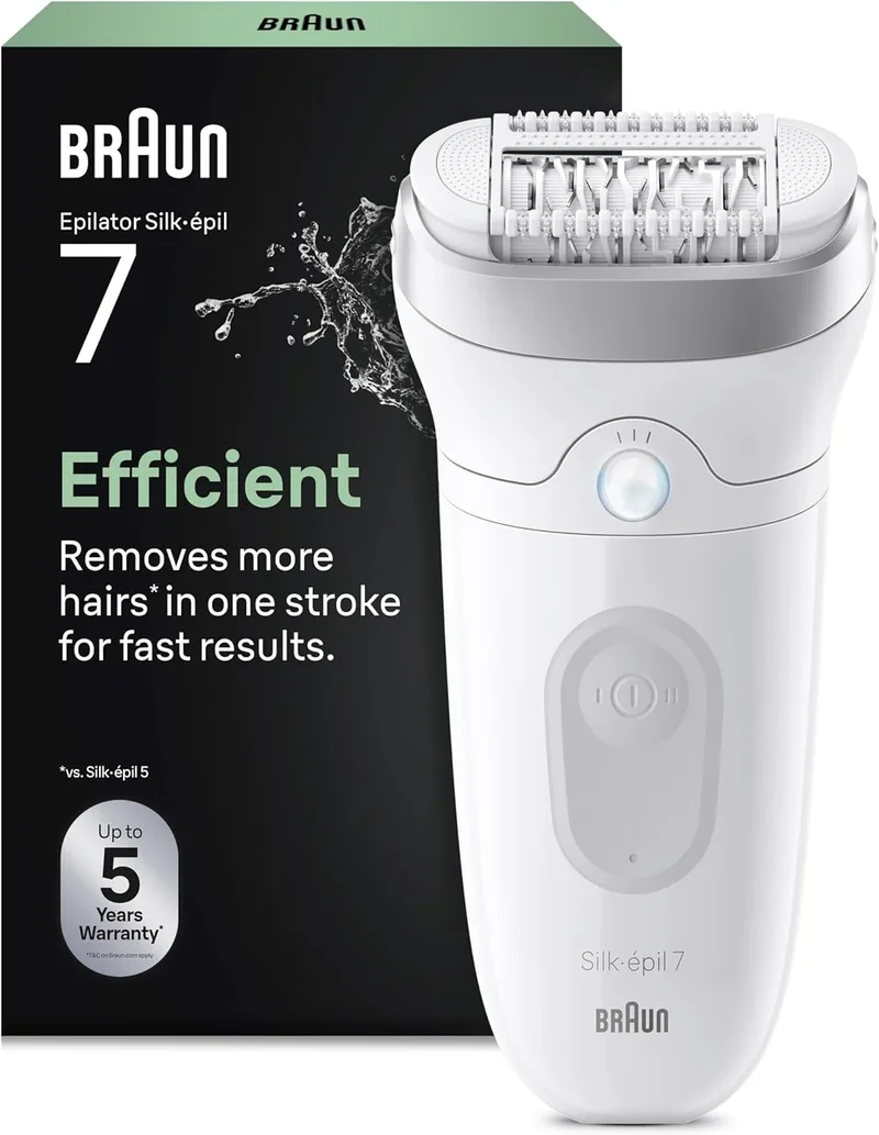 Braun ▫️ Depiladora elétrica para mulher Silk·épil 7 – Depiladora corporal com cabeça larga para uma remoção fácil dos pêlos, com escova de limpeza, utilização a seco e molhada, depilação suave e duradoura, 7-011
