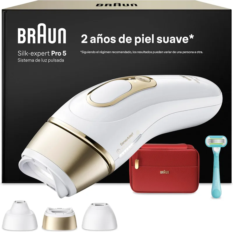 Braun ▫️ Depilador a luz pulsada Silk·expert Pro 5, IPL, depilador a laser com acessórios, inclui cabeça de precisão, depilação a laser em casa para rosto e corpo, redução permanente dos pêlos, PL5321
