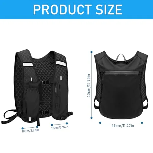 FIGCY ▫️ Colete de corrida unissexo com mochila, ajustável, leve e respirável, com espaço de arrumação e faixas refletoras, para maratona, jogging, ciclismo e corrida de trilha 2