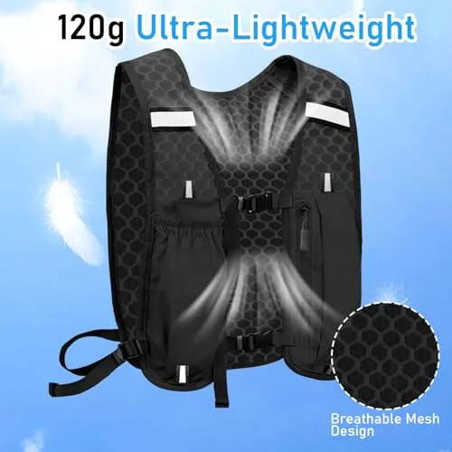 FIGCY ▫️ Colete de corrida unissexo com mochila, ajustável, leve e respirável, com espaço de arrumação e faixas refletoras, para maratona, jogging, ciclismo e corrida de trilha 4