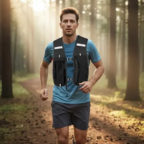FIGCY ▫️ Colete de corrida unissexo com mochila, ajustável, leve e respirável, com espaço de arrumação e faixas refletoras, para maratona, jogging, ciclismo e corrida de trilha 5