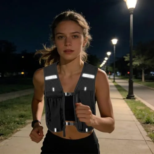 FIGCY ▫️ Colete de corrida unissexo com mochila, ajustável, leve e respirável, com espaço de arrumação e faixas refletoras, para maratona, jogging, ciclismo e corrida de trilha 6