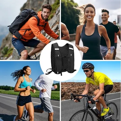FIGCY ▫️ Colete de corrida unissexo com mochila, ajustável, leve e respirável, com espaço de arrumação e faixas refletoras, para maratona, jogging, ciclismo e corrida de trilha 7