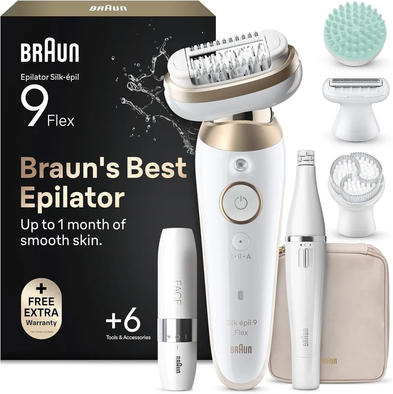Braun ▫️ Silk·épil 9 Flex SkinSpa - Depiladora Elétrica para Mulher, 9-681 3D, Dourada